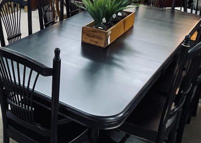 BLACK TABLE 8 CHAIRS DISTRESSED